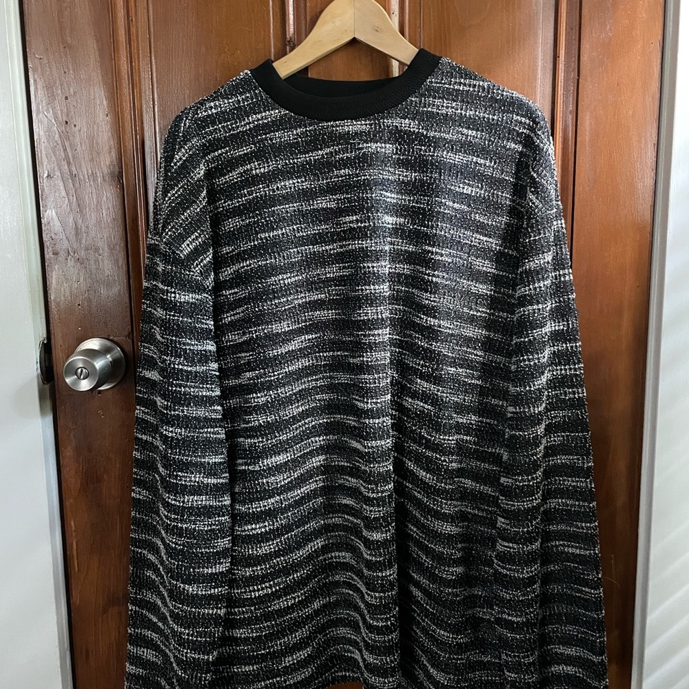 Maison Mined Black and White Boucle Men's Sweater